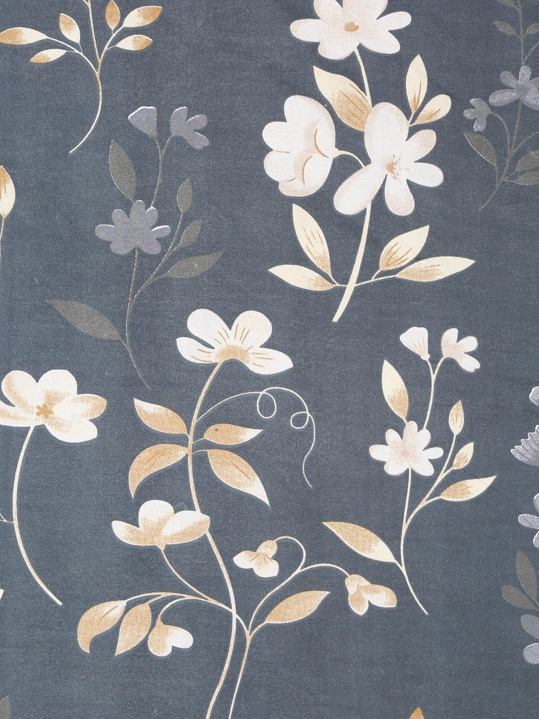 Grey Floral 300 TC Cotton Blend Fitted Double Bedsheet with 2 Pillow Covers