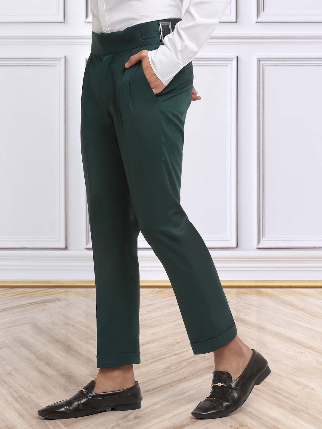 Italian Style Formal Gurkha Pant-BottleGreen