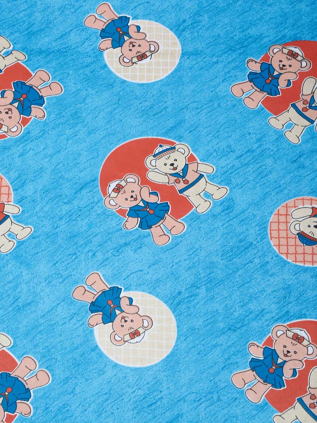 Blue Cartoon Characters 400 TC Pure Cotton Fitted Double Bedsheet with 2 Pillow Covers