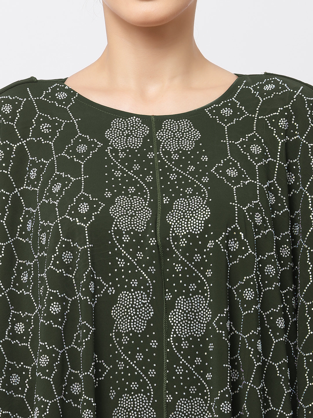 Klotthe Women Olive Embellished Burqa With Scarves