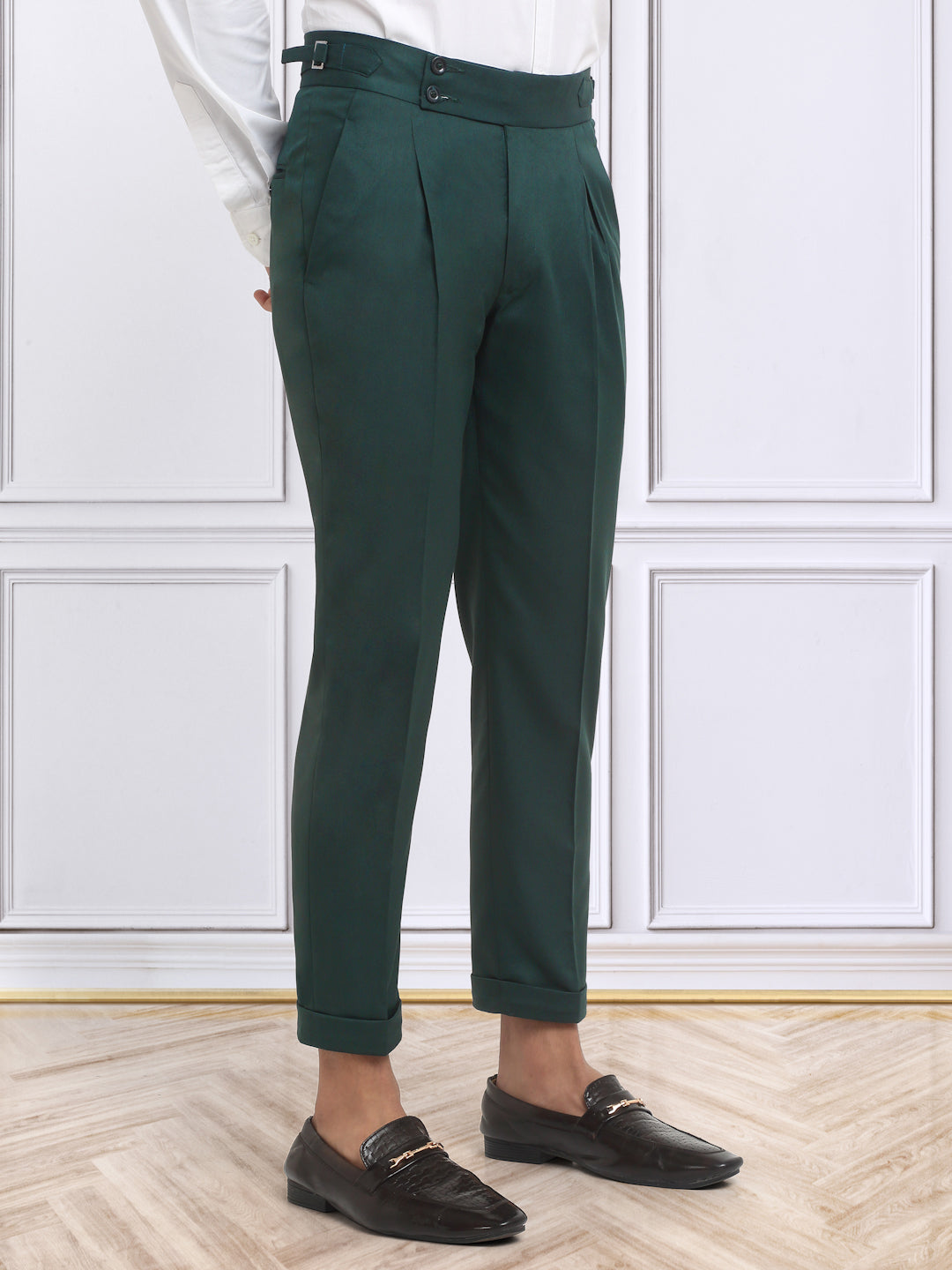 Italian Style Formal Gurkha Pant-BottleGreen