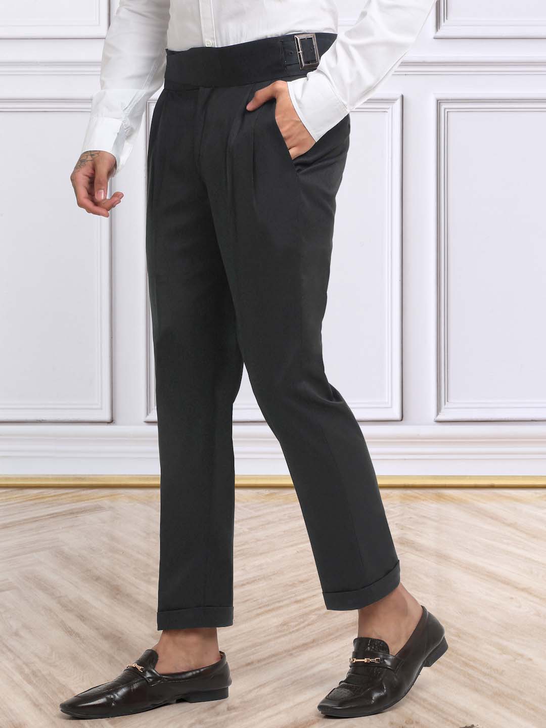 Italian Style Formal Gurkha Pant-Black