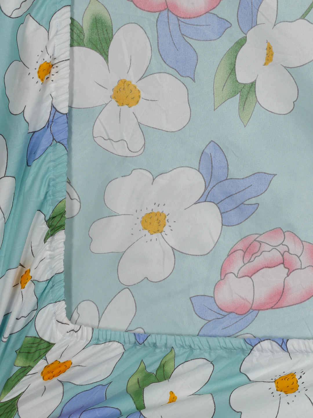 Klotthe Multicolor Floral 300 TC Cotton Blend Fitted Double Bedsheet with 2 Pillow Covers