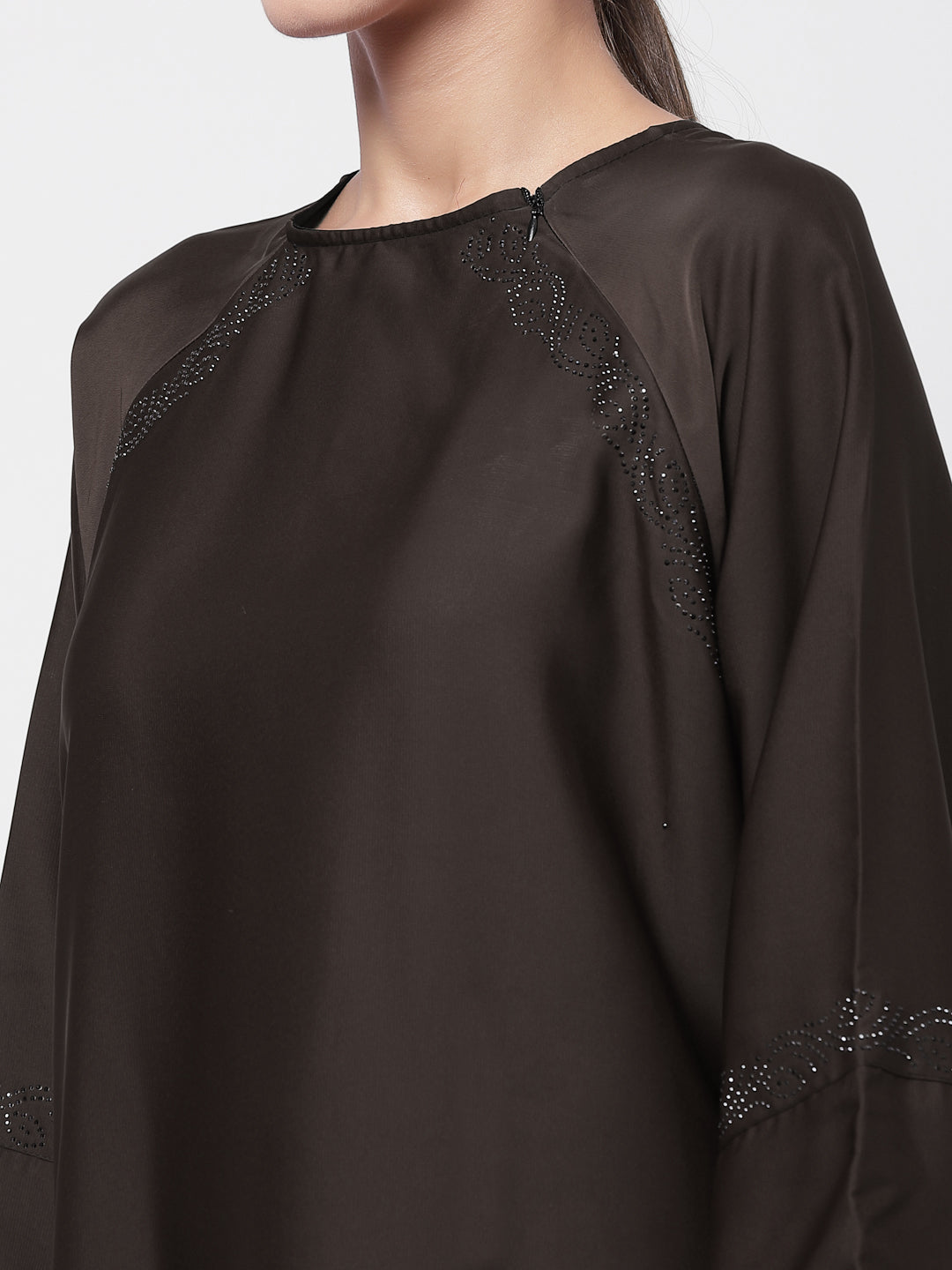 Klotthe Women Brown Embellished Burqa With Scarves