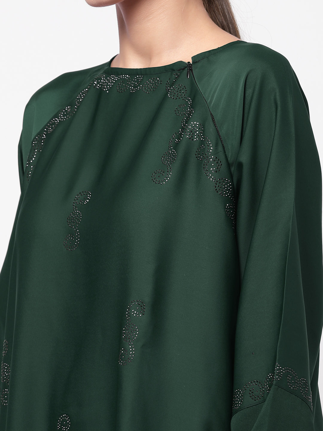 Klotthe Women Green Embellished Burqa With Scarves