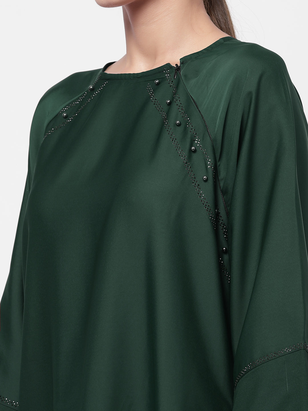 Klotthe Women Green Embellished Burqa With Scarves