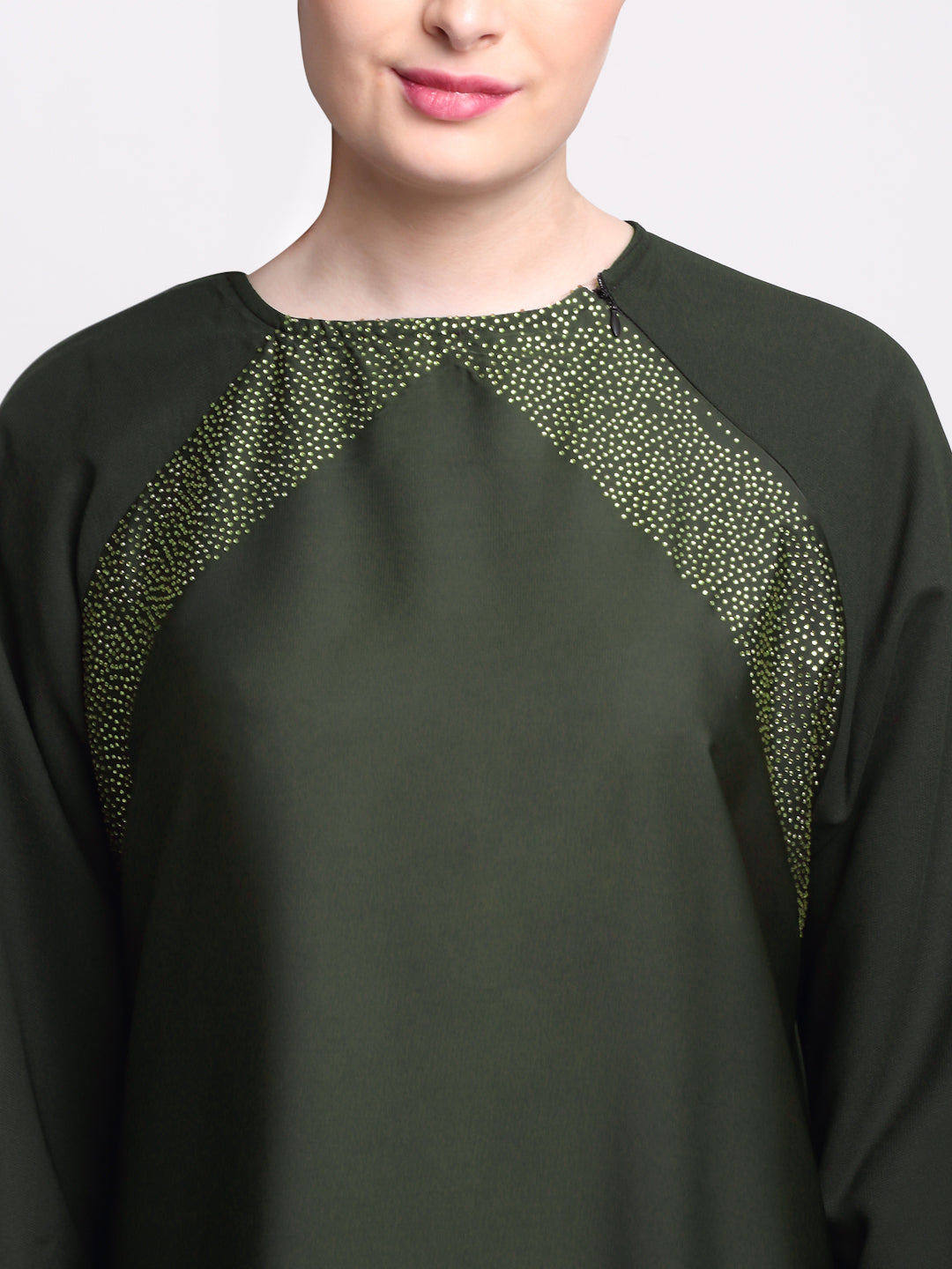 Klotthe Women Green Solid Burqa With Scarf