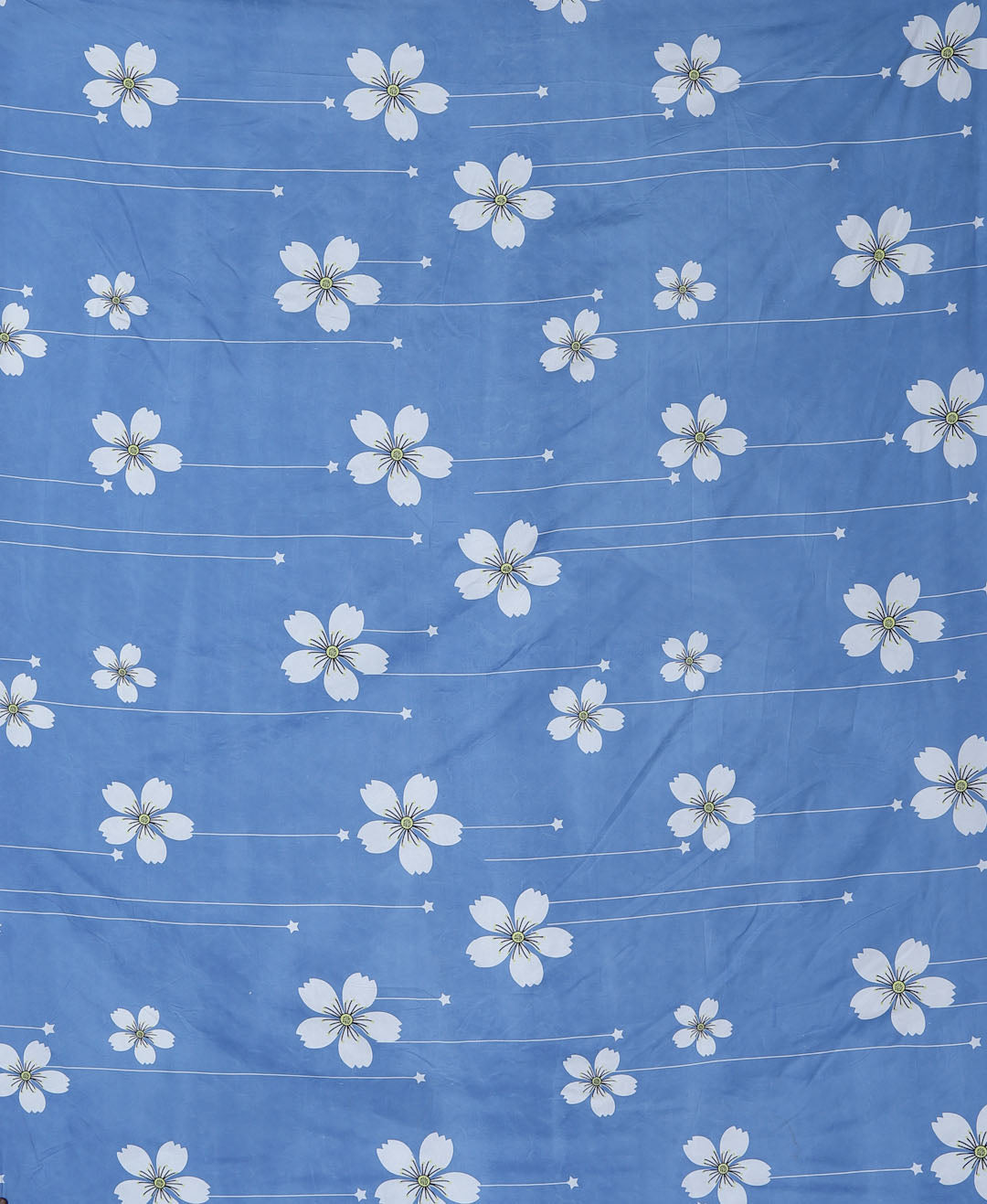 Klotthe Blue Floral 300 TC Cotton Blend Single Bedsheet with Pillow Cover