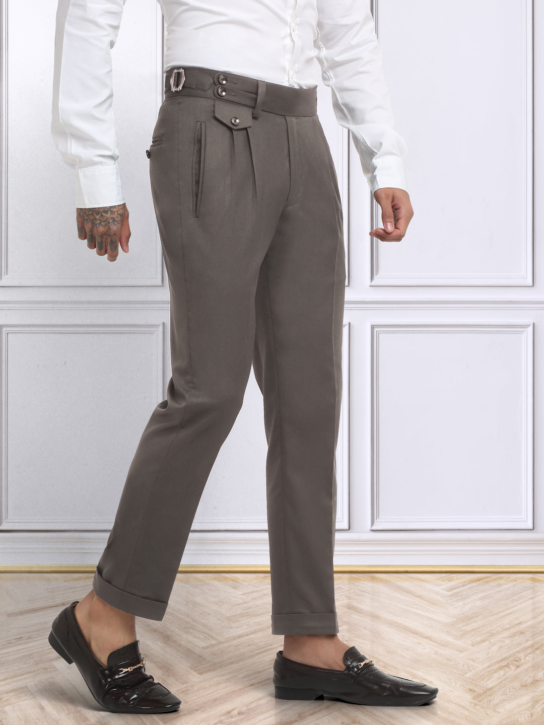 Italian Style Formal Gurkha Pant-Brown