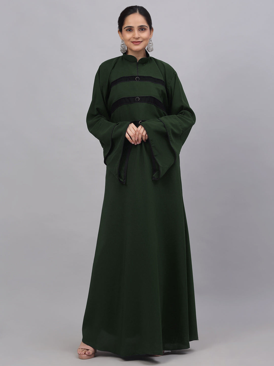 Klotthe Women Olive Embellished Burqa With Scarves