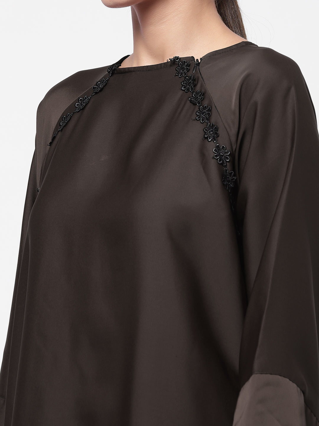 Klotthe Women Brown Embellished Burqa With Scarves