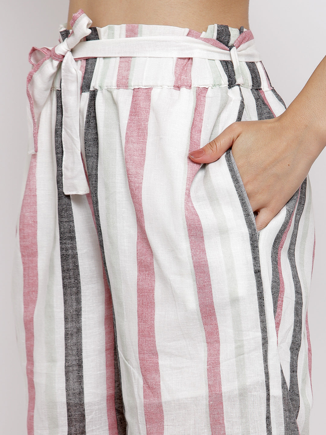 KLOTTHE Multicolor Stripe Printed A- Line Dress with Bottom