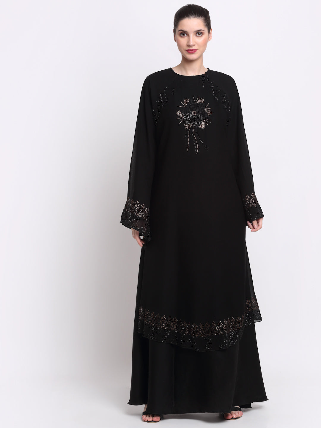 Klotthe Women Black Solid Burqa With Scarf