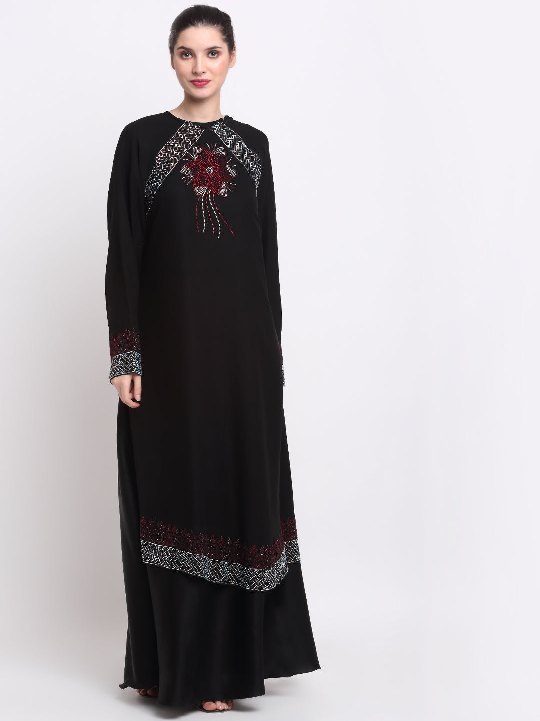 Klotthe Women Black Solid Burqa With Scarf