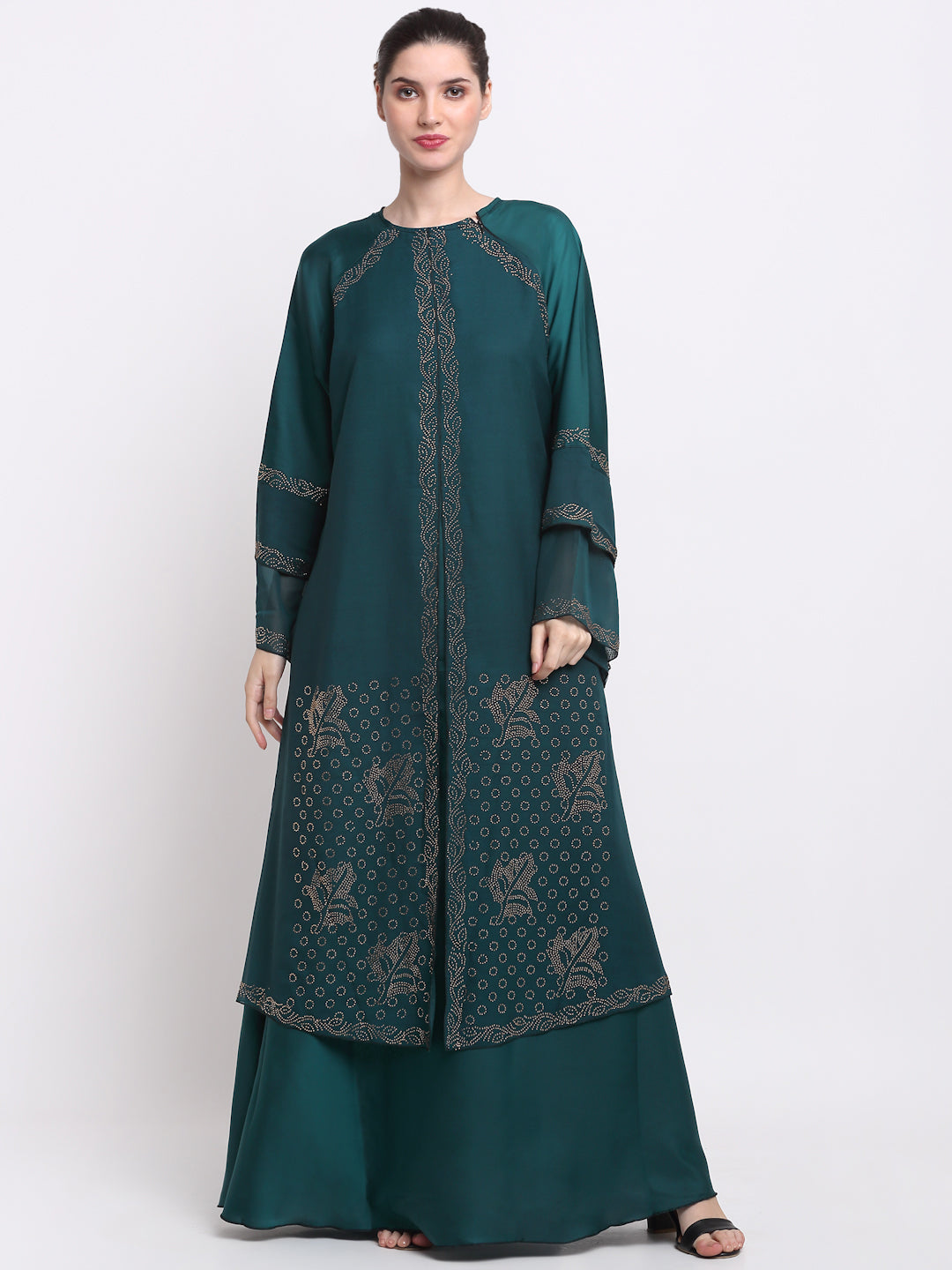 Klotthe Women Green Embellished Burqa With Scarves
