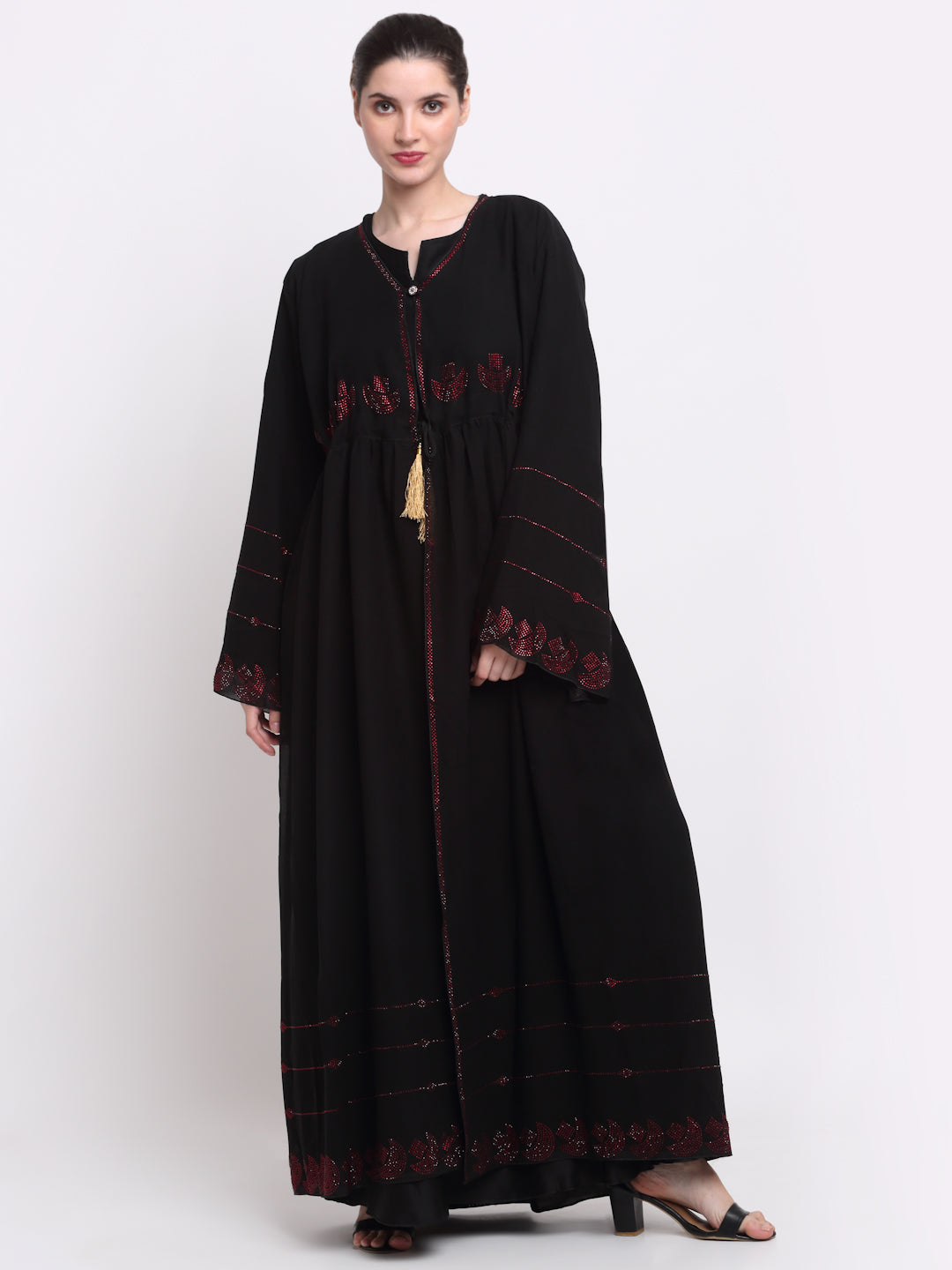 Klotthe Women Black Solid Burqa With Scarf