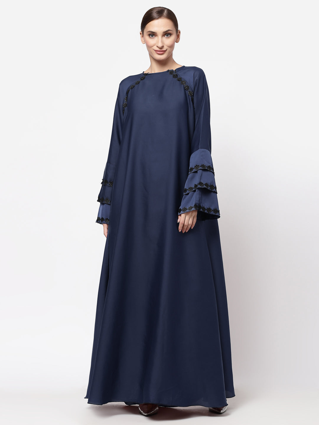 Klotthe Women Blue Embellished Burqa With Scarves