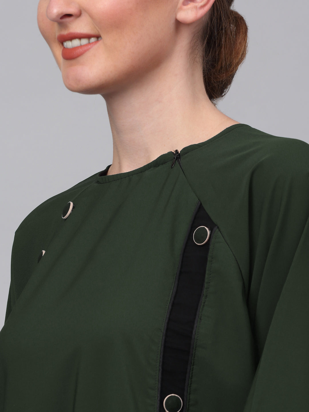 Klotthe Women Olive Embellished Burqa With Scarves
