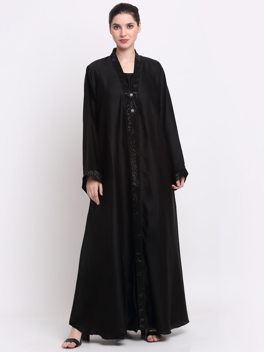 Klotthe Women Black Solid Burqa With Scarf