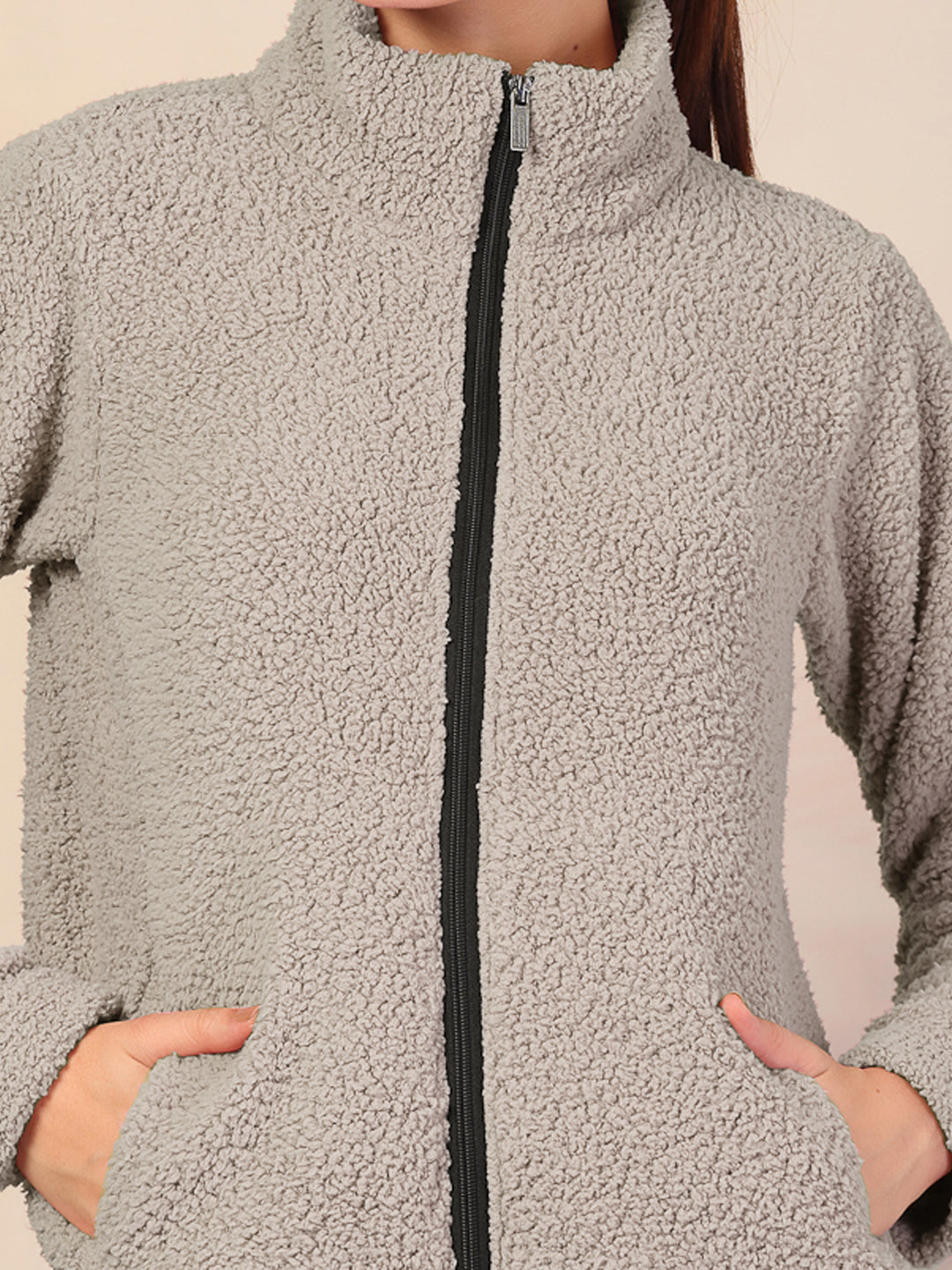 Klotthe Women Brown Solid Sherpa Heavy Winter Jacket