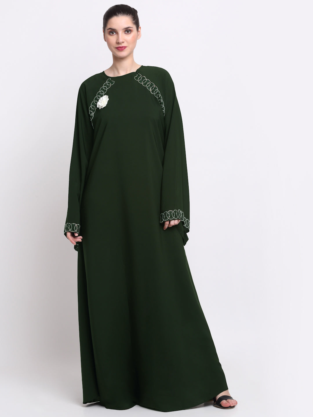 Klotthe Women Green Embellished Burqa With Scarves