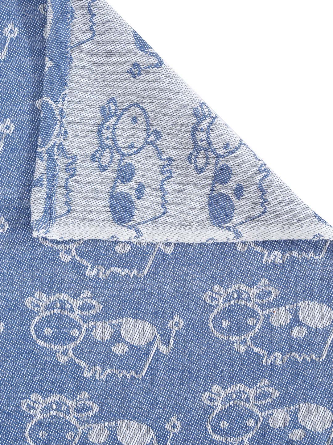 Klotthe Blue Cartoon Characters Pure Cotton Woven Design Double Bed Sheet with 2 Pillow Covers