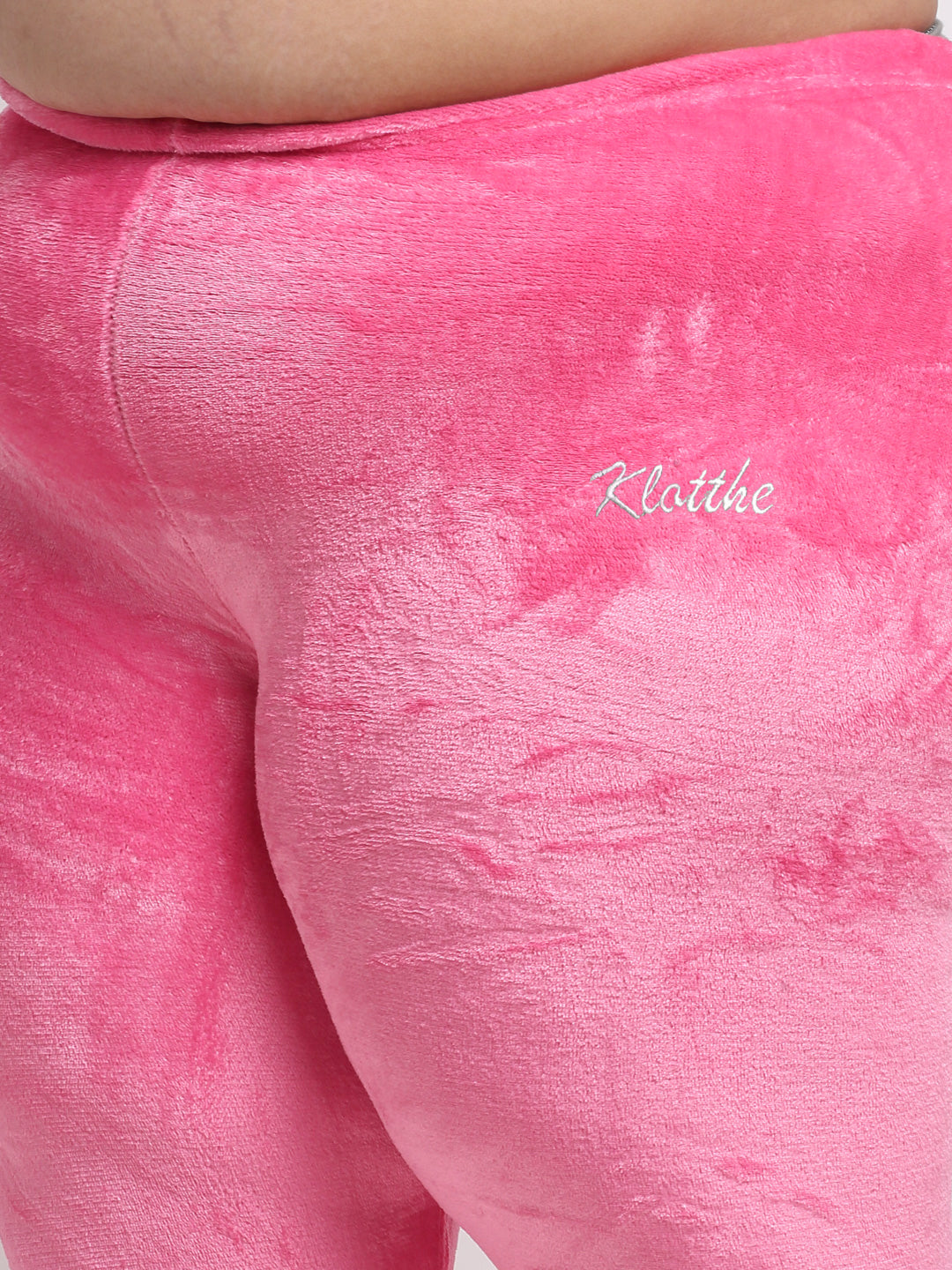 Klotthe Women Light Pink Solid Wool Blend Night Suit