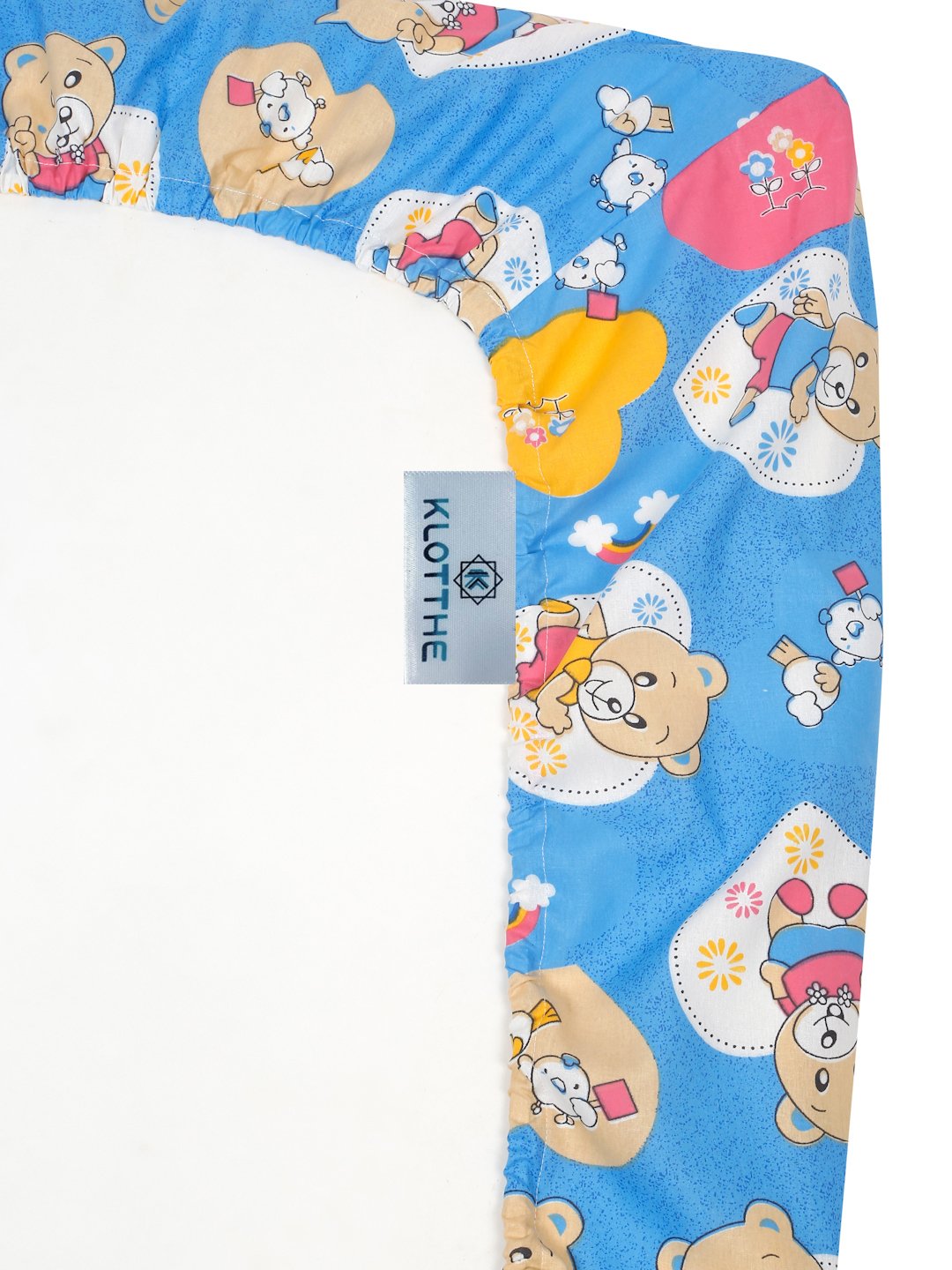 Blue Cartoon Characters 400 TC Pure Cotton Fitted Double Bedsheet with 2 Pillow Covers
