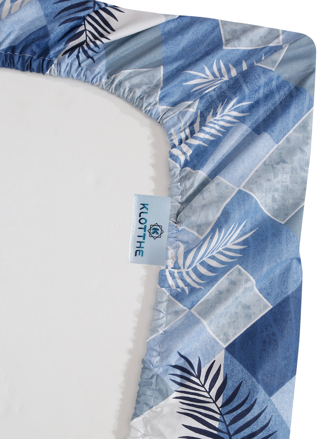 Klotthe Blue Floral 400 TC Pure Cotton Fitted Double Bedsheet with 2 Pillow Covers