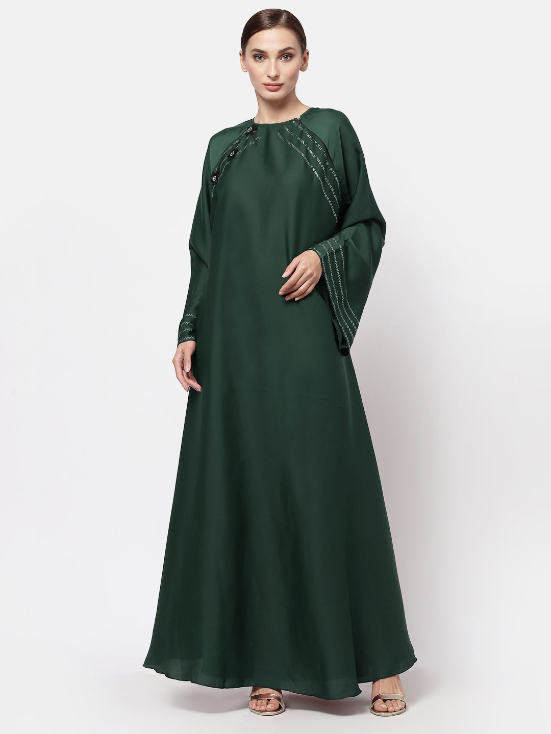 Klotthe Women Green Embellished Burqa With Scarves