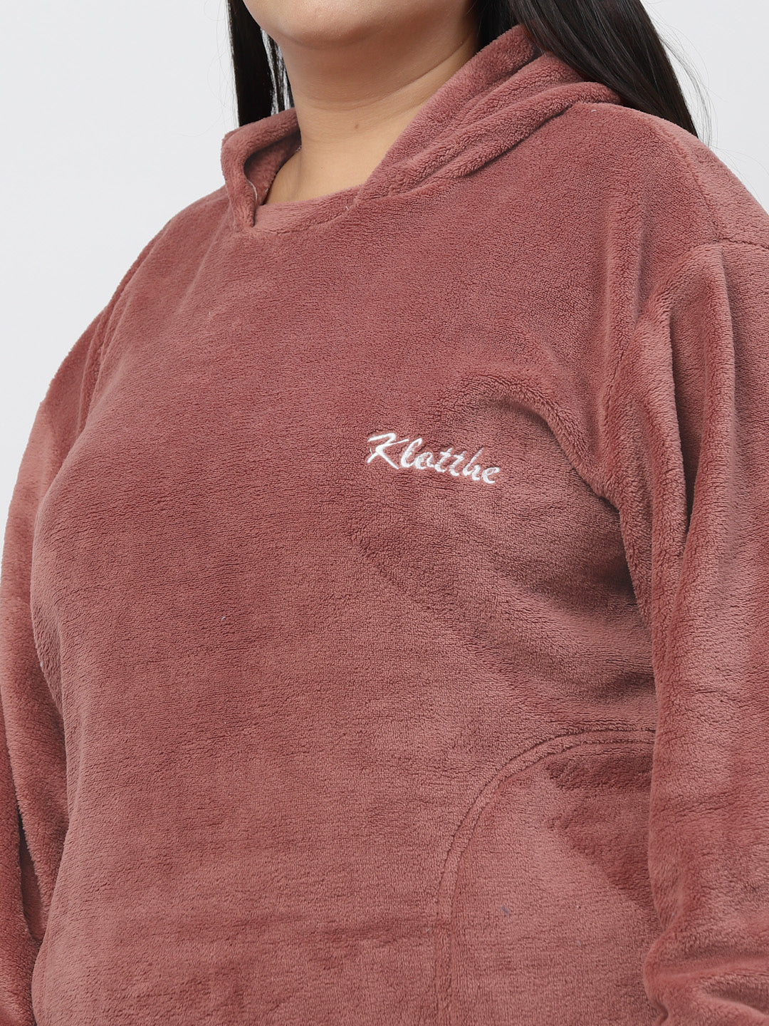Klotthe Women Rust Wool Blend Solid Hudi Night Suit