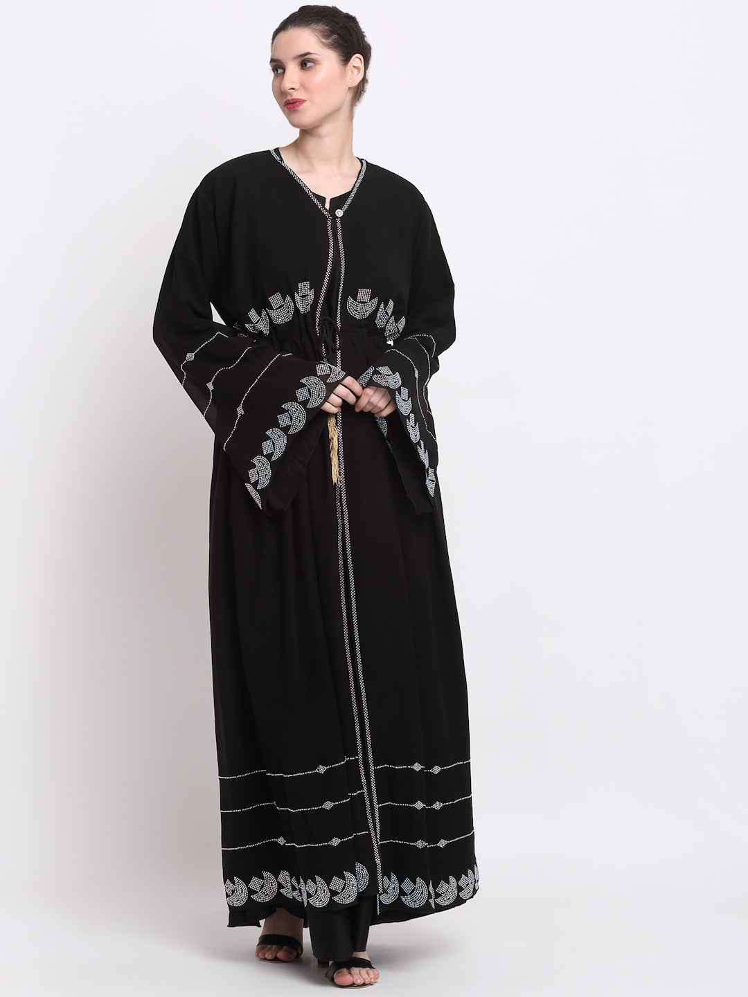 Klotthe Women Black Solid Burqa With Scarf