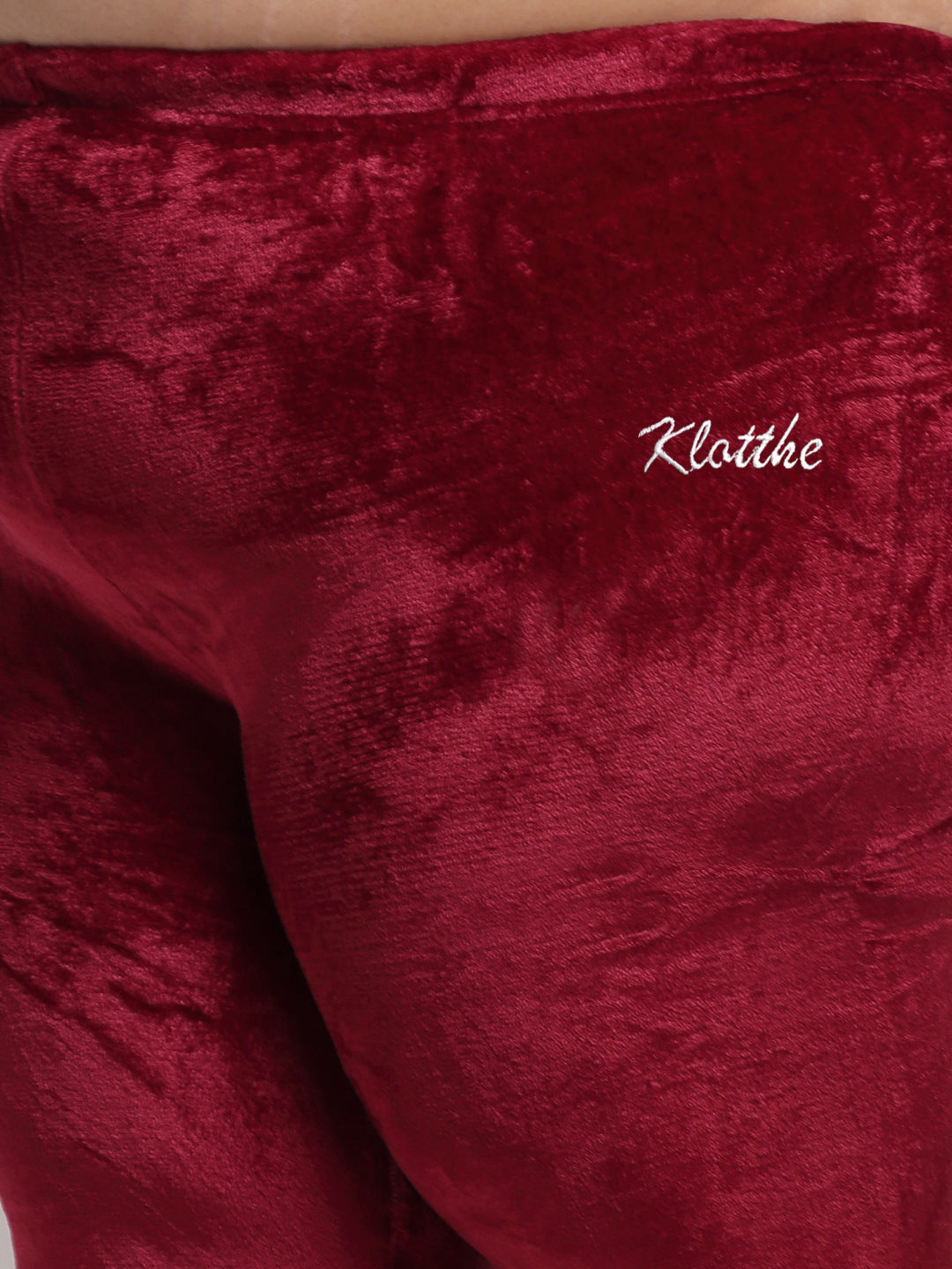 Klotthe Women Red Solid Wool Blend Night Suit
