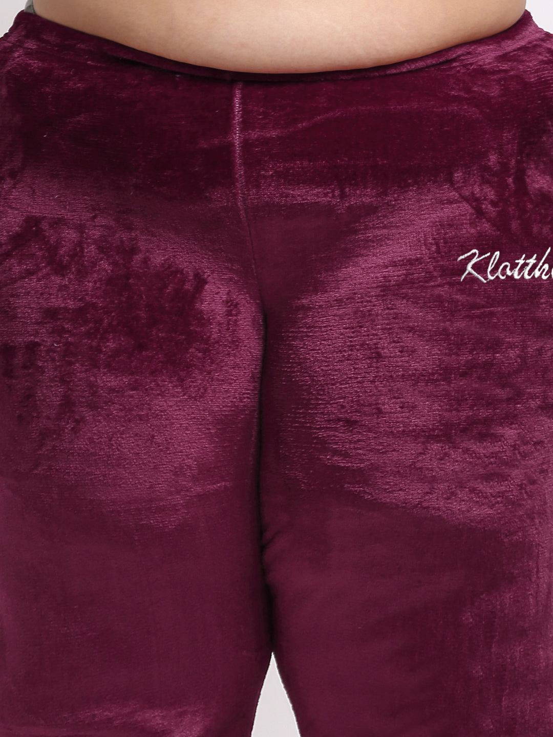 Klotthe Women Maroon Solid Wool Blend Hooded Night Suit