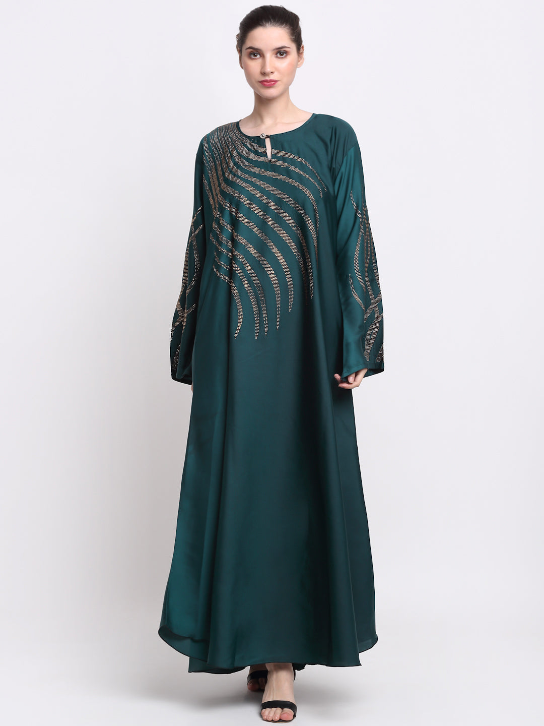 Klotthe Women Green Embellished Burqa With Scarves